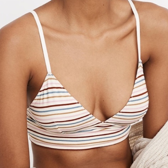 Madewell Cotton-Modal® Kealy Longline Bralette in rainbow stripe - Picture 3 of 9